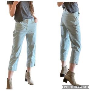 GAP Mint Green Carpenter Cargo Ankle Utility Pants Jeans Women Sz 6 High-Mid Ris